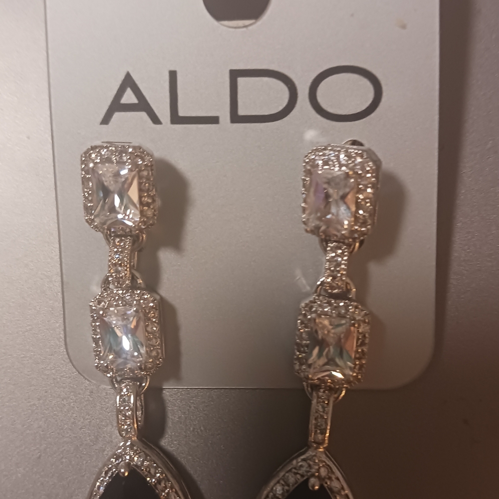 Aldo Crystal and Blue Dangle Earrings